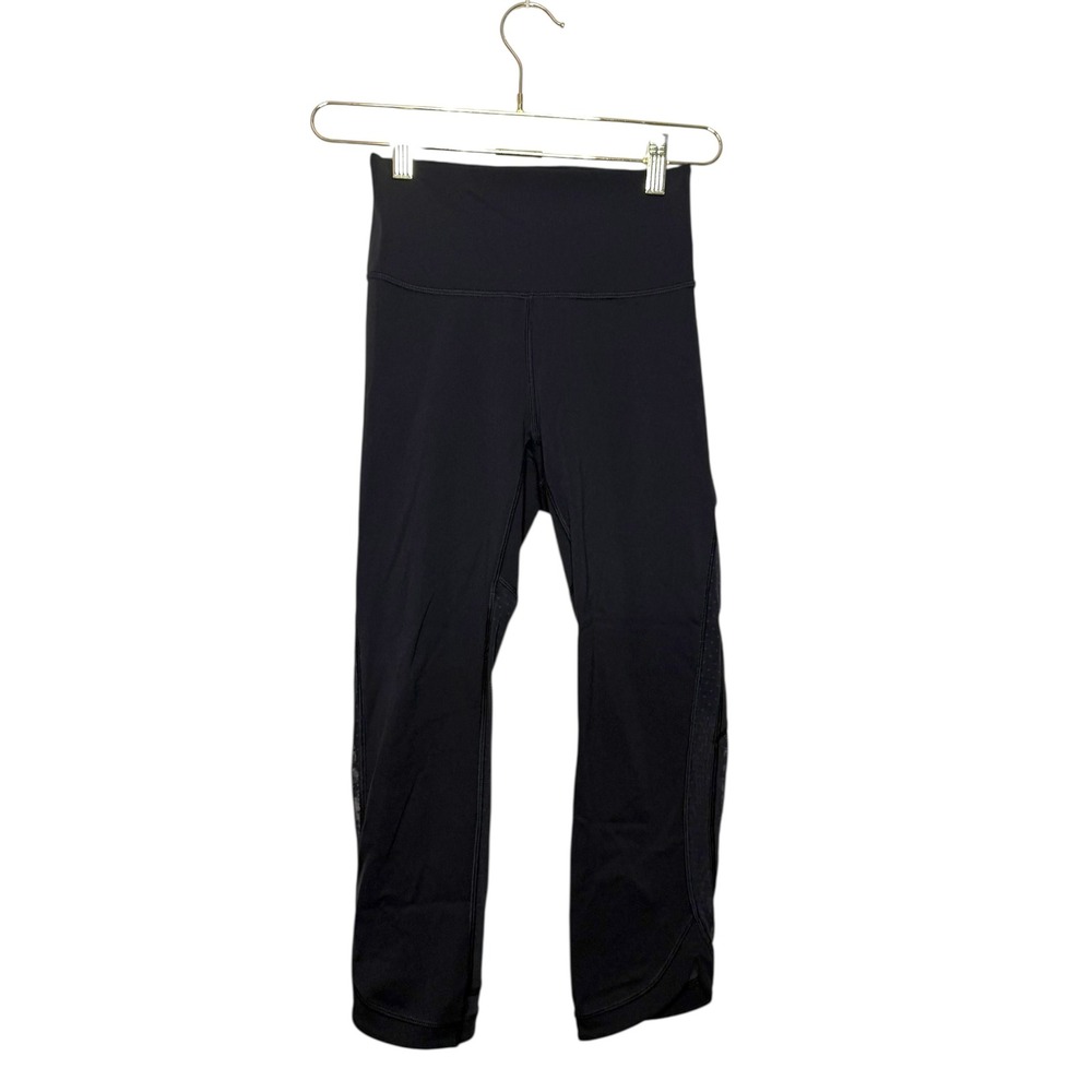 Lululemon Revitalize Crop 21" Mesh Panel Crop Leggings Black‎ 4 Activewear